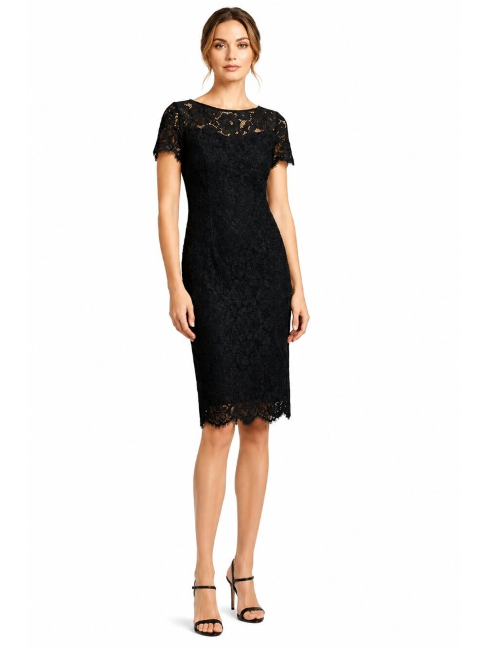 Ann Taylor Black Lace Knee-Length Dress | Size 8